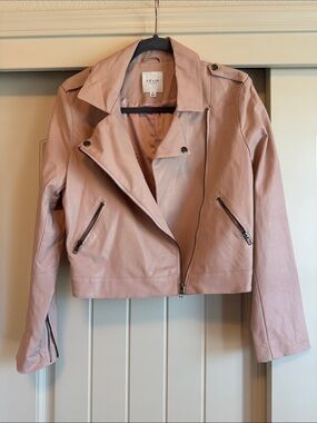 Le Lis Blush Pink Faux Leather Moto Jacket